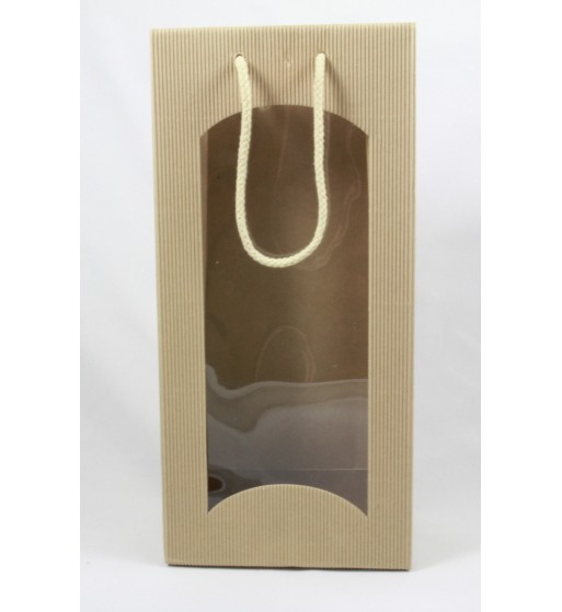 Sac cadeau carton ondulé fenêtre 2bouteille
