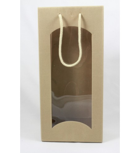 Sac cadeau carton ondulé fenêtre 2bouteille